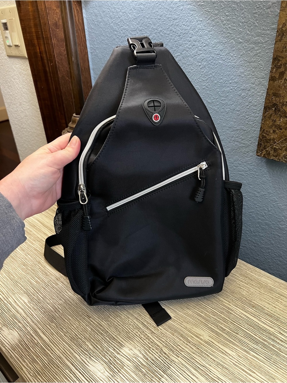 Men's Black Sling Backpack by Mosiso — Compact Everyday Carry